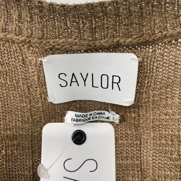 Saylor Tiggy Crop Knit Ribbed Cardigan In Coffee NWT Women's Size Large 10/12 - Picture 6 of 14